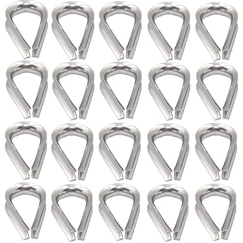 YAMASO 20pcs 1/4'' M6 Stainless Steel Thimble for Diameter Wire Rope Cable Thimbles Rigging