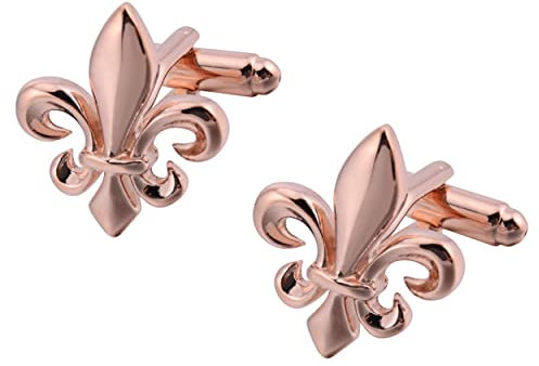 Bouton de Manchette Fleur de Lys Doré Or Rose | Boutons de Manchette Classique et Elégant | Cadeau Chemise de Mariage pour Homme | Accessoires Hommes Design | Manches Poignet Mousquetaire Luxe France