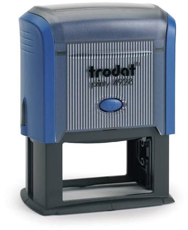 Trodat - Printy 4928 - Custom Stempel mit Wunschtext personalisieren, hier gleich online gestalten Gehäusefarbe blau – Adresstempel - Firmenstempel - mit Wunschtext - 60x33 mm - 9 Zeilen