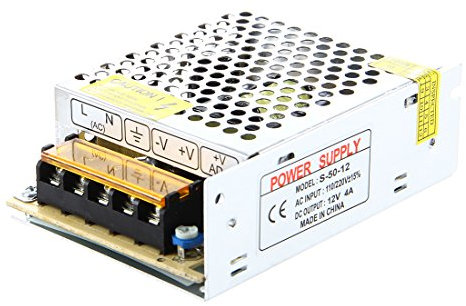 Evarbuild - Transformador electrónico (50 W, 4 A, 100-220 V, CA a 12 V)