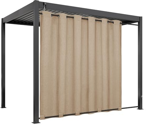 Easy-Going Outdoor-Vorhänge in Leinenoptik, wasserdicht, Winddicht, Veranda-Vorhänge, weich, dick, Outdoor-Sichtschutzvorhänge für Terrasse, Pavillon, Ösen Oben und Schlaufen, 279.4x304.8 cm, Beige