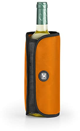 BRA Funda enfriadora Botellas de Vino o Cava, Tejido Impermeable, Ajuste elástico Lateral, Naranja