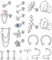 JeweBella 26 Stück 16G Chirurgenstahl Helix Piercing Knorpel Tragus Piercing Set für Damen Mädchen CZ Labret Piercing Knorpelohrstecker Nasenpiercing Conch Piercing Forward Helix Piercing Schmuck Set