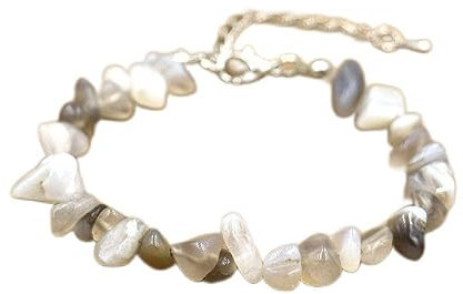 LODMLOER Natürliche Quarz-Armbänder – Chip-Edelstein-Stretch-Armband, Karabinerverschluss-Kristallarmband, Yoga-Perlen-Armbänder, Buntes Stein-Statement-Armband-Set, Prehnit, Verstellbar