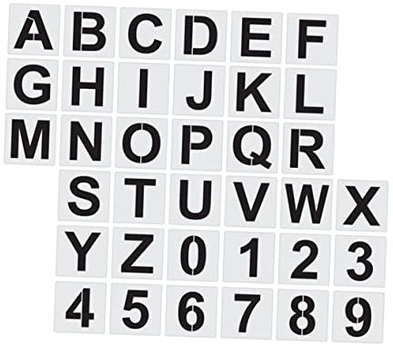 VILLCASE 36st Handmalerei-vorlage Schablonen Zum Malen Holz Buchstaben Vorlage Für Kalligrafie-buchstabenzahlen Buchstabenschablonen 2 Zoll Tagebuch Alphabet Druckbar Weiß Kind Das Haustier