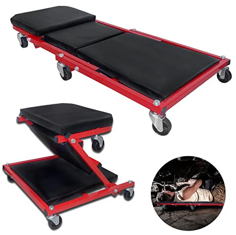 YRHome 2 in 1 Montagerollbrett Werkstattliege Rollbrett 150 kg belastbar 6 bewegliche Rollen 360° drehbar Werkstatt-Liegewagen Rollsitz Sitz- und Liegefunktion