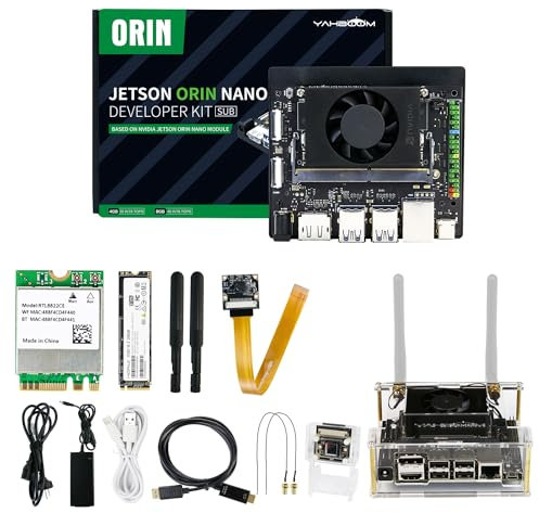 Yahboom Jetson Orin Nano SUPER 8GB Development Kit 67 Tops IMX219 CSI Camera+Jetson Case +Development Board Ubuntu 22.04 ROS2 Data (Orin Nano 8GB Cam Advanced Kit)