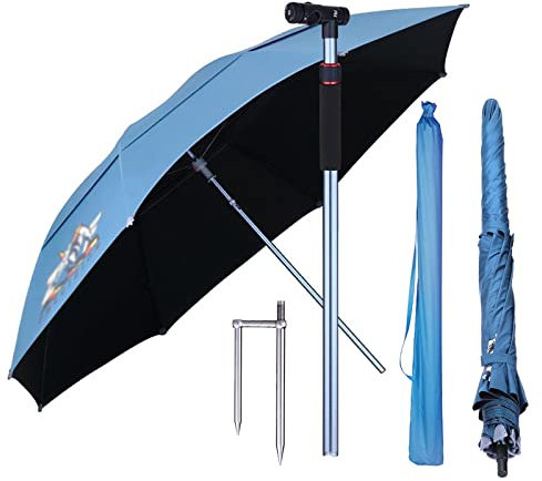 CLoxks Sombrilla de playa,Sombrilla a prueba de agua para pesca, sombrilla de playa, velas de sombra para patio, 100% sombreado completo, resistente a la intemperie, ajuste completo de doble curva,
