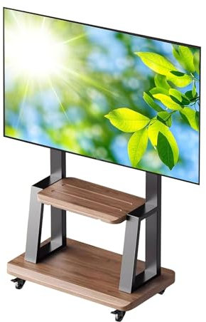Rollboden-TV-Ständer für 81,3 - 275,4 cm große LCD-/LED-Fernseher, TV-Wagen, strapazierfähig, hält bis zu 500 kg mobiler TV-Ständer mit Halterung für LCD-/LED-Bildschirme, flach gebogene Bildschirme