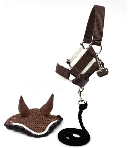 Insektenmütze braun und Halfter mit Führleine für Hobby Horse und Hobby Horsing.