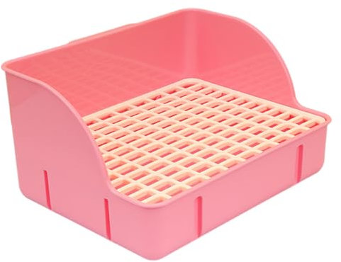 Colcolo Kaninchentoilette für Käfig, Käfig, Toilette, Bettkasten, spritzwassergeschützte Bettpfanne, Ecktoilette für Meerschweinchen, Chinchillas, Rosa PP-Netz