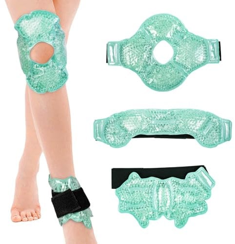 LEOSTEP Lot de 3 compresses de glace en gel chaud et froid pour la tête, les épaules, le genou, la cheville pour blessures sportives, gonflements de cheville, fasciite plantaire, poche de glace