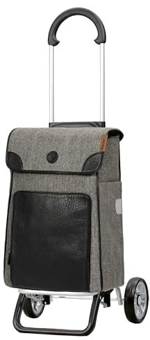 ANDERSEN Einkaufstrolley - Scala Shopper Plus Elik schwarz 38 L Einkaufswagen, handgemacht, Leder, Aluminium, klappbar, leicht, Räder abnehmbar