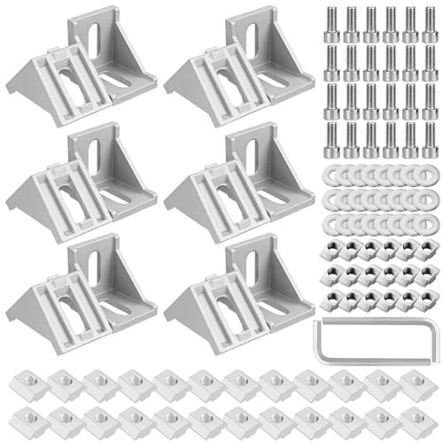 wiksite 12x Eckwinkel 40x40 Aluprofil Eckverbinder Winkel aus Aluminium Nut Winkel Befestigungsmaterial Aluprofil für Streckenprofil 3D Drucker CNC Router Eckcode aus Aluminiumlegierung Eckstück