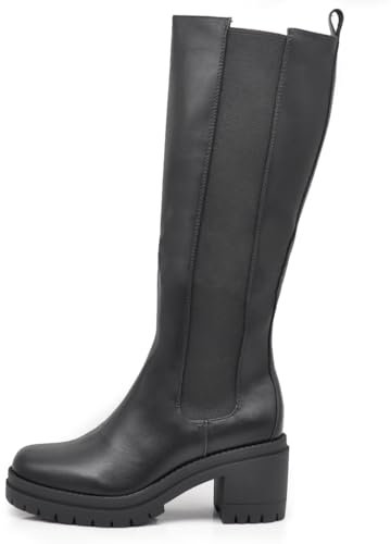 IF Fashion Scarpe da Donna Stivali Al Polpaccio Elasticizzato Con Tacco Alto Grosso Platform H9220 nero N.39