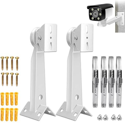 2 Stück Universal-Halterung für Überwachungskamera,Metallmontage Eckhalterung mit 4 Verstellbaren Schlaufen Vertikale Stangenhalterung für Innen- und Außenbereich