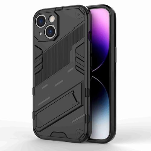 Knoowcase for iPhone 13 Case with Kickstand Military Grade Shockproof Hard PC Shell Soft TPU Bumper Case Heavy Duty Protective Phone Case for iPhone 13, Black