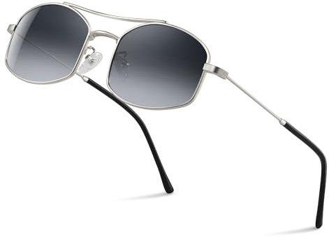 Wrimen Polarisiert-Sonnenbrille-Herren-Damen-Sonnenbrillen-UV400 Unisex Schwarz Polarisierte Brille Metallrahmen Retro Klassisch für Angeln Trekking Radfahren