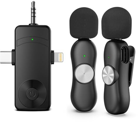 EVARY Microfono Inalambrico para iPhone, Android, Cámara, 2,4 GHz Microfono Solapa Inalámbrico para la grabación de vídeo, Streaming en Vivo, Vlog, Youtube, TikTok