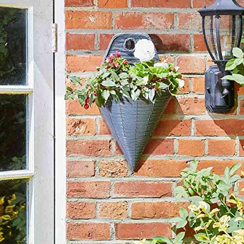 Garden Mile® 14in Garden Wall Planters For Outdoor Plants - Wall Baskets For The Garden With Fixings, Grey Rattan. Outdoor Wall Planters Transform Spaces, Rust Proof, Easy To Fit… (3)