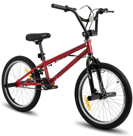 Hiland 20 Zoll Kinderfahrrad für Jungen Mädchen ab 5-12 Jahre alt, 360 Grad Rotor Freestyle BMX Fahrrad, 4 Pegs Single Speed Kinder BMX Fahrrad, Rot