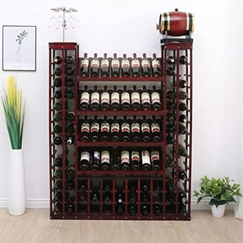 Weinflaschenregal – bodenstehender Weinkühler, Vitrine, Trennschrank aus massivem Holz, Lande-Ausstellungsständer, Wein-Organizer-Lagerregal für Haushalt/Bar/Theke, L120 x B30 x H150 cm, Wei