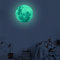Spiegelplatten Moon Dark Large 3D Abnehmbare Die 30 cm fluoreszierenden Wandsticker Wanddeko Balkon Holz (Green, One Size)