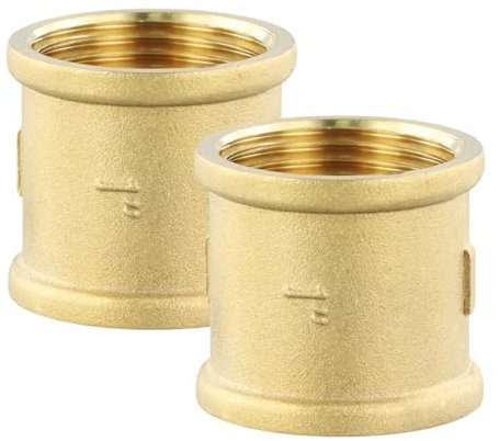 2 Pezzi Manicotto in Ottone, Raccordo Filettato 1 IG/IG Femmina, Raccordi Robusti e Resistenti per Tubazioni/Tubi, Manicotto in Ottone de 1 Pollice Ideale per Uso Domestico e Industriale