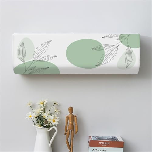 Hiseng Cubierta de Aire Acondicionado Montada en la Pared, Funda para Aire Acondicionado Interior,patrón a Prueba de Polvo Aire Acondicionado Cubierta - (80 * 20 * 27（1P),Círculo Verde