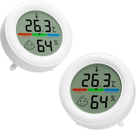 Yomisee Mini Hygrometer Thermometer Innen, 2 Stück Luftfeuchtigkeitsmesser Raumthermometer Innen Digital Thermometer Hygrometer für Babyzimmer Wohnzimmer Büro
