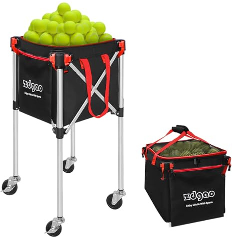 Zdgao Pickleball Tennisball-Hüpfer, faltbar, leicht, für 180 Tennisbälle mit abnehmbarer Tasche, Rad, Seitentasche für Training/Unterricht, für Tennis/Baseball/Softball/Pickleball