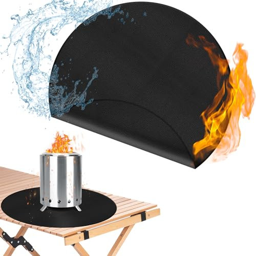 20-Zoll-Tisch-Feuerstellenmatte,leicht zu reinigende kleine Grillmatte für Grillen, wiederverwendbare wasserdichte Unterlage, dreilagige feuerfeste und hitzebeständige Grillmatte für Tisch-Feuerstelle