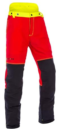 Forst-Extrem Beginner 2.0 Schnittschutzhose, Schnittschutzklasse 1 (20 m/s), anthrazit-orange oder rot-gelb (DE/NL/SE/PL, Alphanumerisch, XL, Regular, Regular, rot-gelb)