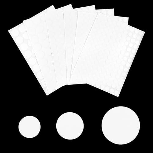 Ymapinc 6 Sheets 580 PCS White Screw Covers Furniture Hole Stickers 3 Sizes Self-Adhesive Hole Sticker White PVC Round Stickers for Wood Cabinet Shelf Furniture Screw