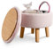 BRIAN & DANY Footstool with Storage, Small Storage Ottoman, Faux Fur Round Stool with Lid, Foot Stool with Legs for Living Room Entryway, Pink