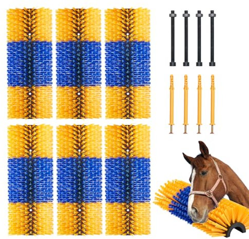 VEVOR Brosse à Gratter pour Bétail Cheval Anti-démangeaisons 43,5 x 19 cm Lot de 6 avec 12 Vis, Griffoir pour Soulager Démangeaisons du Dos, Nettoyage, Toilettage, de Chevaux, de Cochons, de Bovins
