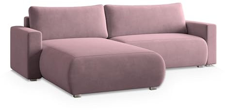 Masseno Ecksofa Turin M mit Schlaffunktion L-Form, Modern Sofa mit Bettkasten, Wohnzimmersofa, Couch, Soffa, Bettsofa, Couchgarnitur - Flieder, Monolith 62