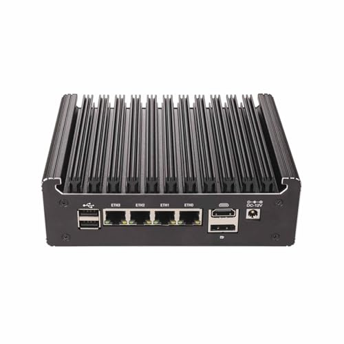 PcZinophyte Solid Fanless Firewall Mini PC N150 4 Cores 4x i226-V 2.5G LANs Big Home Server DDR4 NVMe Type-C Support OPNsense AES-NI