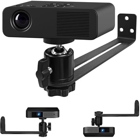xiruiubao Beamer Halterung Wand, Projector Stand, 360° Drehbar Beamer Wandhalterung, Verstellbare Metall Projektorhalterung mit Universal 1/4 Gewinde, Beamer Regal für Heimkino, Spielzimmer, Büro