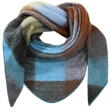 Voqeen Schal Damen Winter Dreieckstuch Lange Tartan Dreieck Schal Wrap Dicke Warme Damen Halstuch Weiche Stola Winterschal Decke Für Frauen