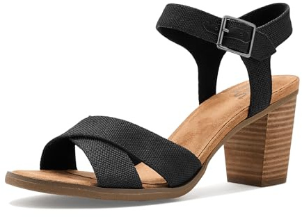 TOMS Damen Majorca Cutout Heeled Sandal, Black Melange Woven, 36.5 UK
