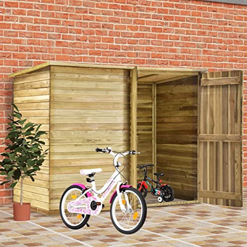 Fahrradgarage mit 2 Türen, Gerätehaus Abschließbar für Hinterhof, Balkon oder Terrasse, Wetterfest, Braun 232x110x170 cm Kiefernholz Imprägniert