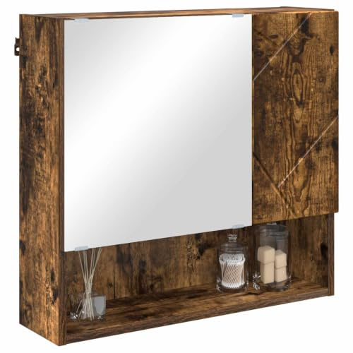 vidaXL Spiegelschrank Geräucherte Eiche 59 x 17 x 55 cm Holzwerkstoff, Moderner Badspiegel-Schrank, rechteckige Aufbewahrungseinheit, stylisches Möbelstück, praktischer Wand-Organizer
