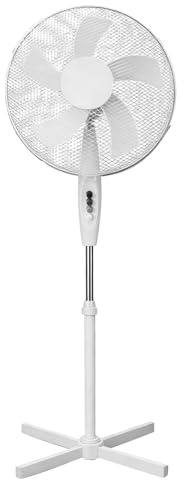 Holywarm 3-Speed 16 Oscillating Pedestal Fan, 45W High Velocity Floor Fan with Adjustable Height, Pivoting Head, 5 Blades & Safety Grill - for Bedroom, Living Room, Home Office Cooling (White)