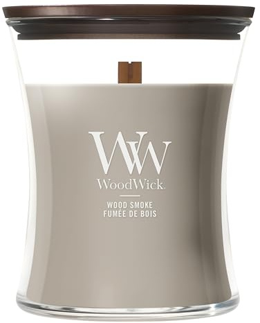 WoodWick Duftkerze | Mittlere Sanduhr-Kerze | Wood Smoke | Perfekte Geschenke für Frauen