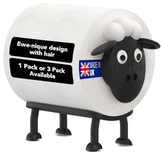 Sheep Toilet Roll Holder – Set of 1 - Free Standing Black Loo Roll Storage – 3D Printed Cute Bathroom Decor – Hilarious Plastic Tissue Paper Holder – Novelty Gift for Home, Kids & Guests