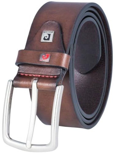 Pierre Cardin Leder-Gürtel Herren 40 mm breit, Gürtel Herren Vollrindleder dunkelbraun, Größe/Size:110, Farbe/Color:braun