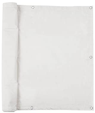 jarolift Balkonbespannung Basic, Balkon Sichtschutz Windschutz Sonnenschutz Balkon-Verkleidung, Wasserdicht, 600 x 75 cm (24 Ösen), Cremeweiß