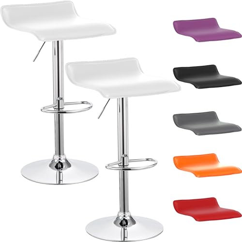 Beltom® 2 SGABELLI da Bar E Cucina con PENISOLA Regolabili in Altezza Sedia Girevole per PIZZERIE Pub RISTORANTI Hotel Soggiorno Ufficio - Modello Wave - X2-Bianco