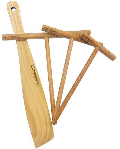 Kuchengerate Crepe Maker Sprerader Set - 9/12/18cm Spreader Stick 30cm Wooden Spatula Turner - Set of 4 - Best Crepe Maker Kit